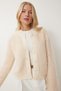 Women's Cream Soft Bearded Knitwear Cardigan Mx00180