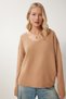 Women's Biscuit V-Neck Knitwear Sweater Za00063