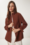 Women Chocolate Oversized Long Basic Shirt DD00842 - 2