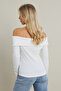 Women's Ecru Zipper Madonna Collar Blouse Ey2559 - 2