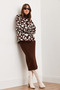Women's Brown Top Throat Sweater Bottom Skirt Knitwear Set Tkm- 19000243 - 4