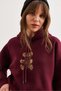 Women's Burgundy Bear Appliqued Raised Hooded Sweatshirt Swt- 19000712 - 6