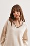 Women's Stone Collar Detailed Stripe Thick Knitwear Sweater Kzk- 19000924 - 5