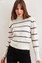 White Striped Turtleneck Knitwear Women's Sweater - Kzk- 19000929 - 4
