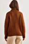 Women's Brown Turtleneck Soft Textured Knitwear Sweater Kzk- 19000892 - 6