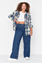 Mavi Yüksek Bel Geniş Paça Comfort/Orta Esnek Büyük Beden Wide Leg Jeans TBBAW23CJ00020 - 2