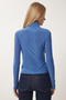Women's Indigo Blue Ruffle Detailed High Collar Sandy Blouse FF00135 - 4