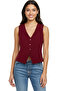 Bordo Fitted Crop Kalpli Düğmeli Dokuma Yelek TWOSS25YE00015 - 6