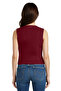 Bordo Fitted Crop Kalpli Düğmeli Dokuma Yelek TWOSS25YE00015 - 7