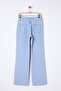 Açık Mavi Çiçek Nakışlı Yüksek Bel Wide Leg Geniş Paça %100 Pamuk Non-Stretch Jeans TWOSS25JE00047 - 8