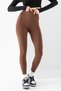 Women's Coffee High Waist Recovery Karyoka Stitching Breathable Soft Textured Extra Stretchy Fitness Leggings - 5