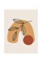 Hari̇kabi̇rev | Brown-Orange Minimalist Bohemian Leaf Set | Framed Glass Table 3 Pieces Vertical - 4