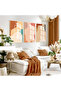 Hari̇kabi̇rev | Cream-Brown Abstract Bohemian Set | Framed Glass Table 3 Pieces Vertical