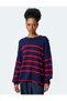 Button Detailed Striped Oversize Knitwear Sweater - 3