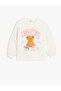 Teddy Bear Printed Crew Neck Long Sleeve Raster Sweatshirt