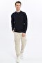 Men's Crew Neck Long Sleeve Regular Fit Basic T-Shirt Navy Blue - 4