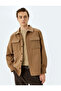Clamshell Pocket Buttoned Long Sleeve Regular Fit Stamp Shirt Jacket - 2