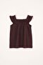 Square Collar Ruffle Sleeve Polka Dot Brown Polka Dot Color Girl's Tights Set - 4