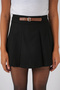 4335 Women's Belted Mini Shorts Skirt - Black - 2