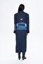 Navy Blue Matcli Denim Midi Skirt - Zipper Accessories - 5