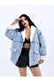 معطف نسائي من Fame Denim Teddy مقاس كبير باللون الأزرق الجليدي - 2