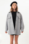 Women's Gray Shirt Collar Pocket Shirt Coat - 3