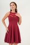 Flexible Scuba Fabric Transparent Detailed Black Evening Dress Burgundy Graduation Dress 2222 - 4