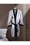 Zelda Muslin 100% Cotton Women's Bathrobe - Black/White