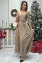 Women's Square-Neck Belted Midi-Length Lace Dress Black, Green, Beige, White - 3