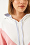 Women's Powder V Pattern Color Block Hooded Dress 60351327 - 7