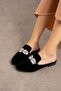 Luiz Black Leaf Stone Embroidered Closed-Front Elegant House Slippers - 3