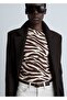 Zebra Print Asymmetrical Neck T-Shirt - 7