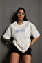 White Unisex Oversize Printed Crew Neck T-Shirt