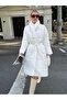 Ray Pattern Waist Tie Quilted Coat - 4