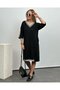 Women's Black Above Knee Ribbed Dress