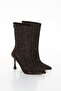 Women's Pointed Toe Shiny Stone Heeled Boots 5116 - 4