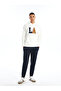 Ecru Long Sleeve Embroidered Men's Thick Hoodie - 2