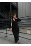 Women's double-breasted collar balloon sleeve glitter crepe midi dress - 2