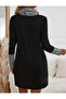 Women's Long Sleeve Turtleneck Lace up Two Thread Dress - 2