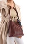 Elite Nova Shopping Women's Leather Stylish Design Hand and Shoulder Bag with Pleated Scarf and Makeup Bag as a Gift - 4