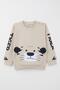 Boy's Tracksuit Set with Movable Ears and Embroidered Cap, Ages 1-4, Beige - 2