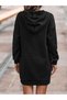 Women's Long Sleeve Hoodie Dress - Lace-Up, Button and Pocket - 3
