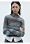 Striped sweater with stand collar - 8