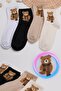 4 Pairs Teddy Bear Fuzzy College Socks Set - 3