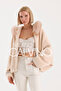 Fur Hooded Coat Alcantara Fabric - 3