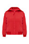 Women's Red Fur Collared Crop Puffer Coat - 4