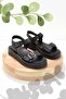 Black Leather Women's Sandals K05906500503