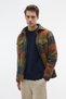 Men's Khaki Plaid Wool Blend Shirt Jacket