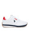 Men's White Low-Top Sneakers, Lightweight with Red and Navy Accents - Lace-Up with Cushioned Sole