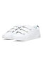 Women's White Casual Sneakers with Black Accent - Velcro Strap Design and Comfort Cushioned Sole - 3